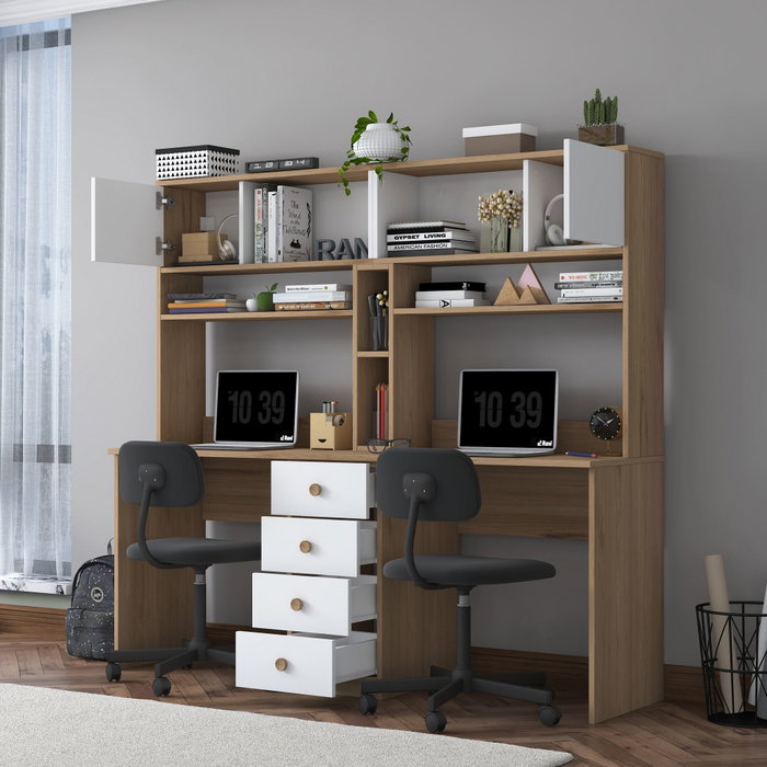 Hanah Home Escritorio de Estudio HA130 - 4017 Nogal y Blanco